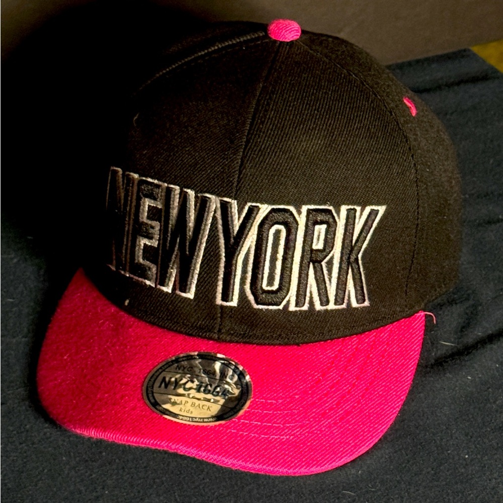 New York pink and black cap one size fits all